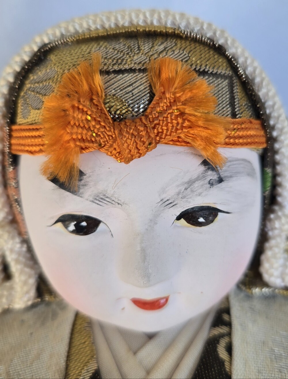 Vintage Japanese Hime Daruma Doll 9” Brocade Kimono Roly Poly Japan